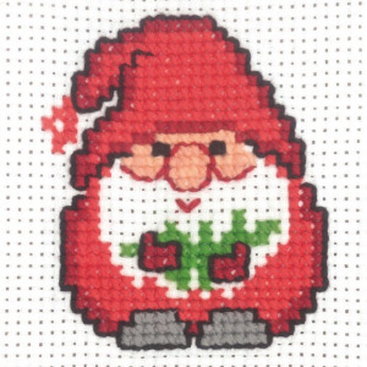 Permin Broderikit Aida Tomte med Grankvist 10x10cm