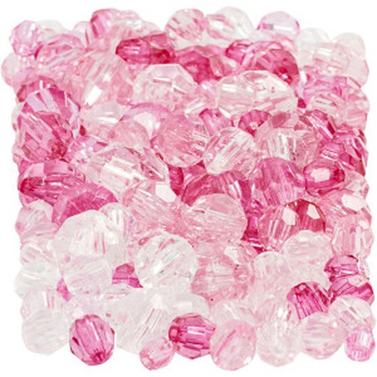 Facettpärlor, stl. 4-12 mm, Hålstl. 1-2,5 mm, pink (081), 250 g/ 1 förp.