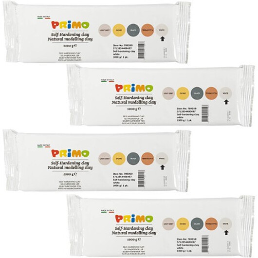 Självhärdande Lera, vit, 4x1000 g/ 1 förp.