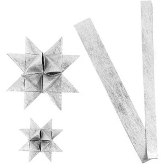 Stjärnstrimlor, silver, L: 44+78 cm, Dia. 6,5+11,5 cm, B: 15+25 mm, 32