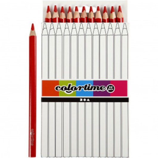 Colortime Färgpennor, röd, L: 17,45 cm, kärna 5 mm, JUMBO, 12 st./ 1 f