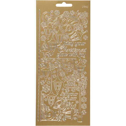 Stickers, lanternor, ark 10x23 cm, guld, 1 ark
