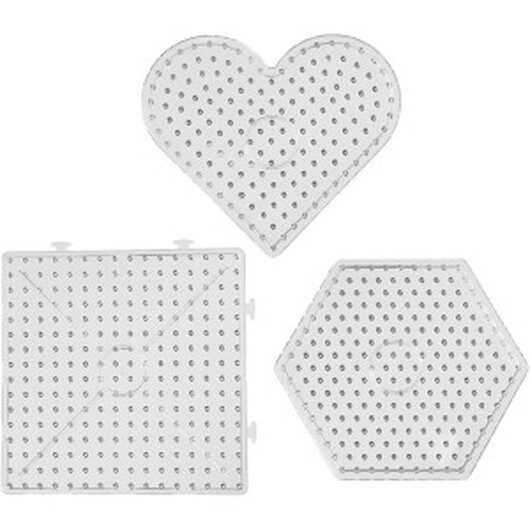 Pärlplattor, hjärtan, hexagon, fyrkanter, stl. 15x15-17,5x17,5 cm, JUMBO, klar, 6 st./ 1 förp.