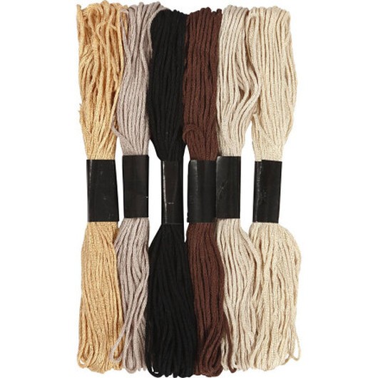 Broderitråd, tjocklek 1 mm, natur, 6 bunt/ 1 förp.