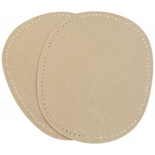 Armbågslappar Mocka Oval Beige 10,5x13,2cm - 2 st.