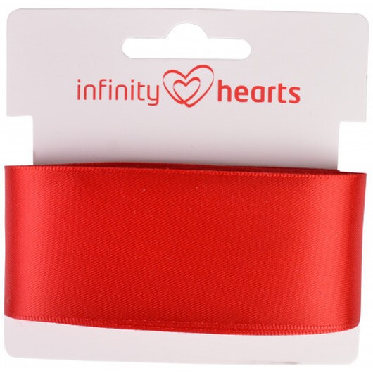 Infinity Hearts Satinband Dubbelsidig 38mm 250 Röd - 5m
