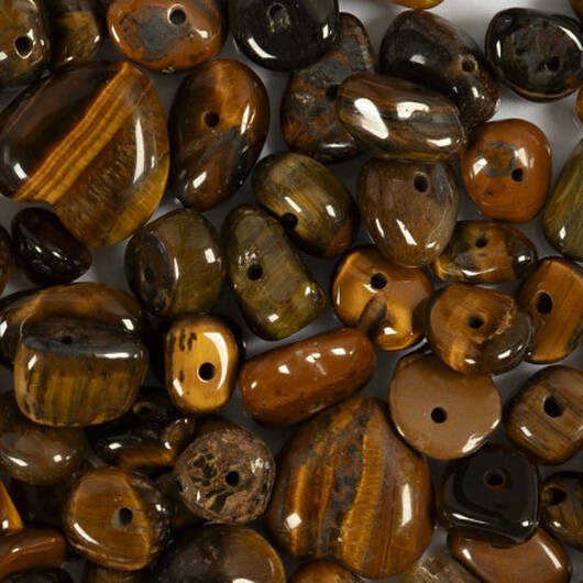 Kristallpärlor, Tigeröga, Dia. 7-12 mm, Hålstl. 1 mm, ca. 63 st., brun, 63 st./ 1 förp.