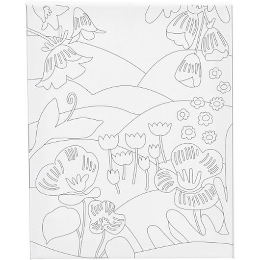 Canvas / Målarduk med tryck, Blomsterlandskap, D: 1,6 cm, storlek 24x30 cm, 360 g, 1 st.