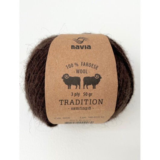 Navia Brushed Tradition Garn 906 Mörk Brun