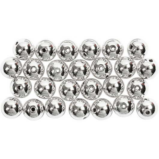 Vaxpärlor, diam. 8 mm, hålstorlek 1 mm, silver, 50 st / 1 frp.