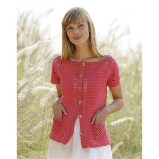 Warm Apricot Cardigan by DROPS Design - Jacka Virk-mönster strl. S - XXXL