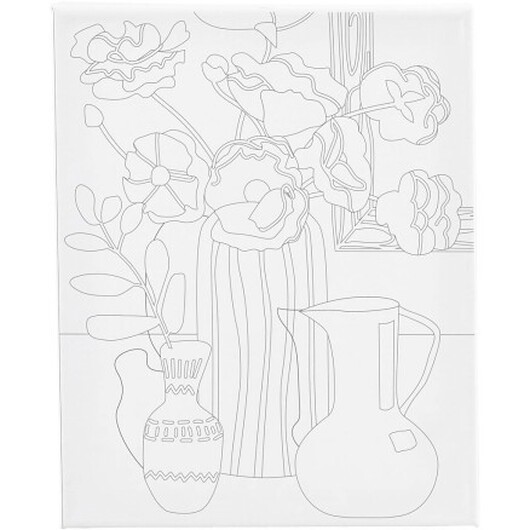 Canvas / Målarduk med tryck, Blommigt stilleben, D: 1,6 cm, storlek 24x30 cm, 360 g, 1 st.