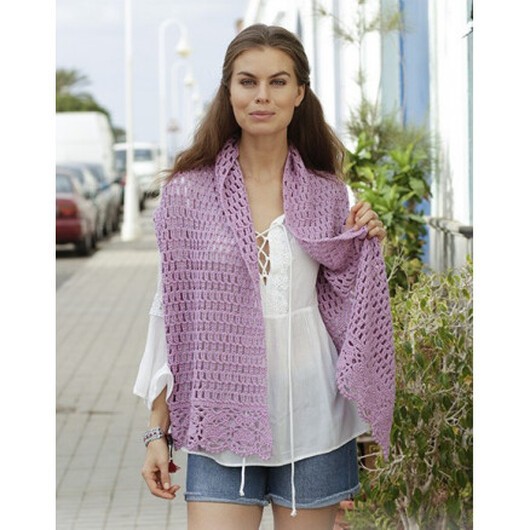 French LavenderÂ by DROPS Design - Stola Virkmönster 157x36 cm.