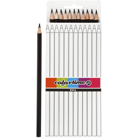 Colortime Färgblyerts, L: 17 cm, kärna 3 mm, svart, 12 st./ 1 förp.