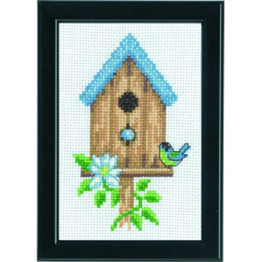 Permin Broderikit Fågelholkar Beige 9x14cm