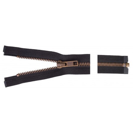 YKK Delbar Dragkedja/Blixtlås Antik Mässing 75cm 6mm Svart