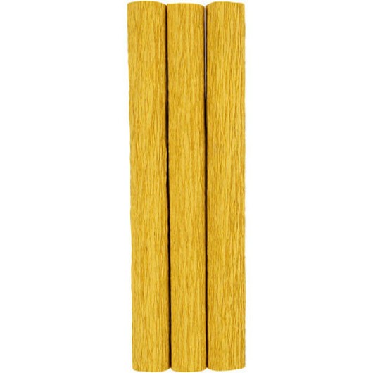 Kräppapper, ark 25x60 cm, Stretchbarhet: 180%, 105 g, curry, 3 ark/ 1 förp.