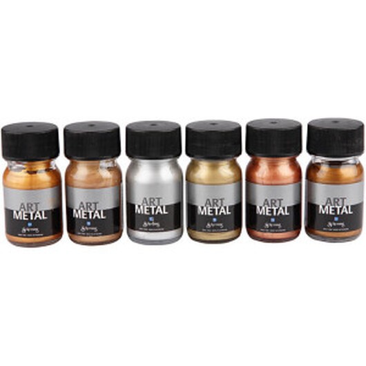 Art Metal Färg, nr. 5102, 5104, 5106, 5108, 5109, 5110, metallicfärger, 6x30 ml/ 1 förp.