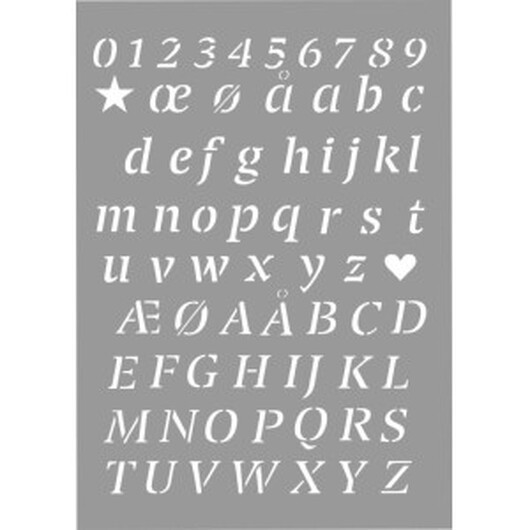 Stenciler/Template Alfabet och siffror - 15 x 21 cm