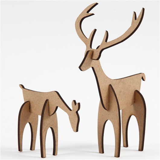 Hjort och hind, H: 5+12,5 cm, L: 6,5+8 cm, 1 set
