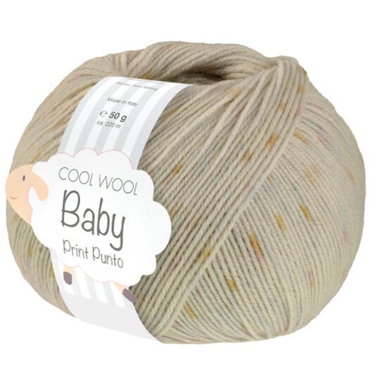 Lana Grossa Cool Wool baby Garn Print 373 Beige/Gul/Blå/Lila