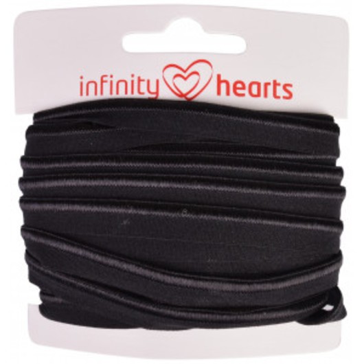 Infinity Hearts Passpoalband Stretch 10mm 030 Svart - 5m