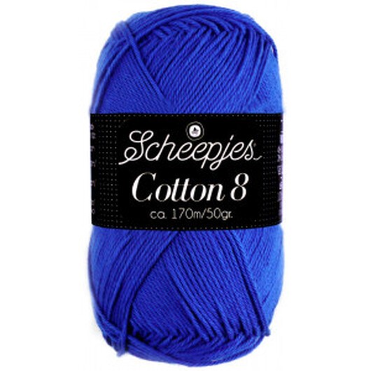 Scheepjes Cotton 8 Garn Garn Unicolor 519 Koboltblå