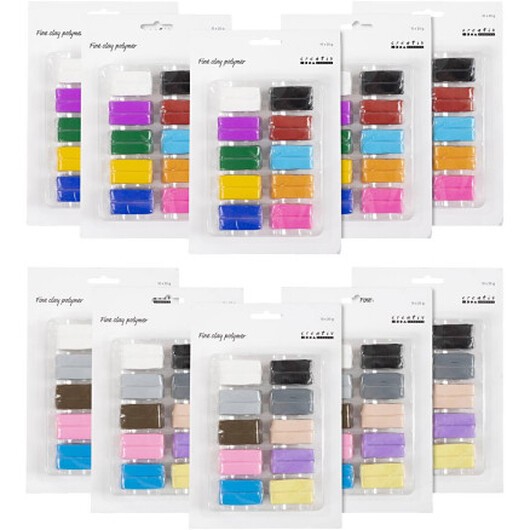 Fine Clay Polymer, colorful, pastellfärger, 120x20 g/ 1 förp.