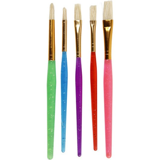 Barnpenslar, L: 14-16 cm, B: 5-10 mm, platta, runda, Ass. färger, 5 st / 1 frp.