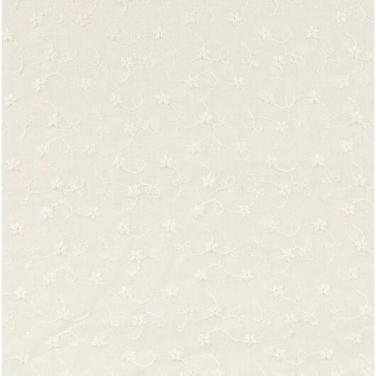 Bomullstyg med broderi 135cm 151 Råvit - 50cm