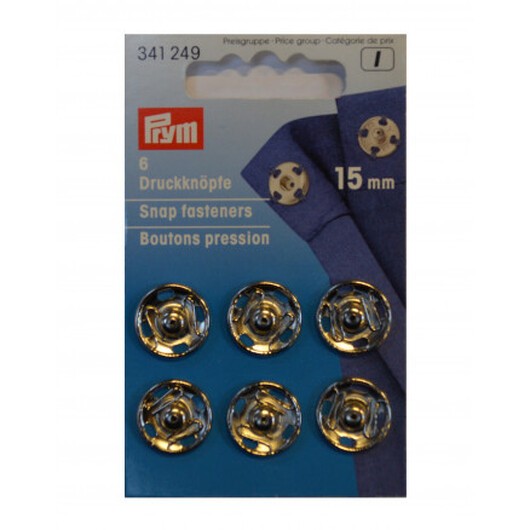 Prym Tryckknappar Silver 15mm 6 st.