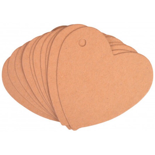 Infinity Hearts Till och Frånkort Hjerte Karton Brun 5,5x5,5cm - 10 stk