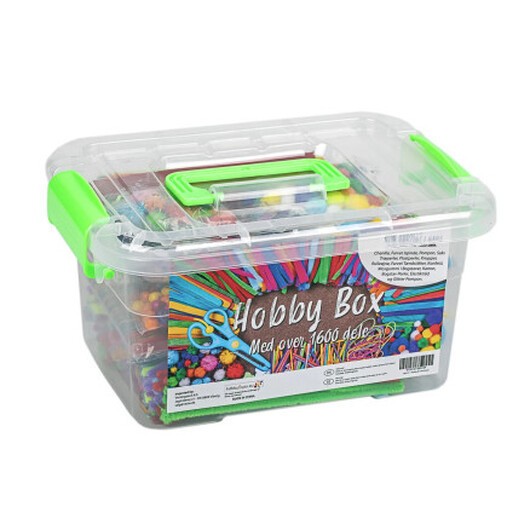 Hobbylåda med lock med ca 1600 delar