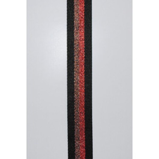 Väskrem Polyester 38mm Svart/Röd m/Lurex - 50 cm