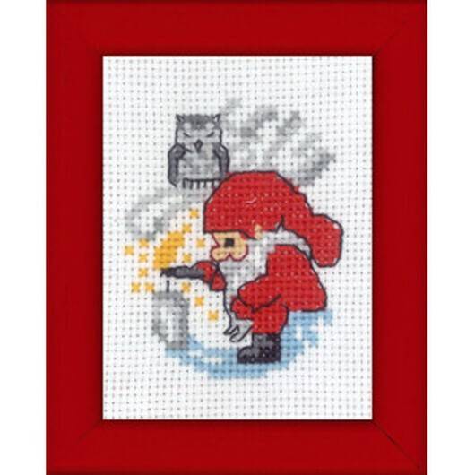 Â Permin Broderikit Bild Nisse tänder ljus 6x8