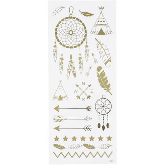 Klistermärken, Indianer, ark 10x24 cm, guld, 1 ark