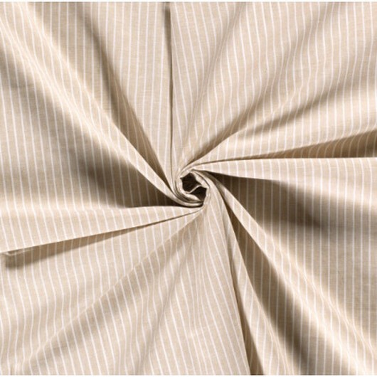 Lin/bomull m/Ränder 145cm 052 Sandfärgad - 50cm