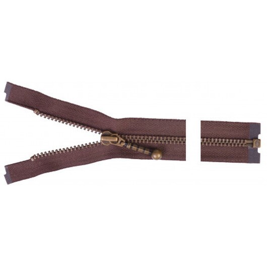 YKK Delbar Dragkedja/Blixtlås Antik Mässing 40cm 4mm Brun
