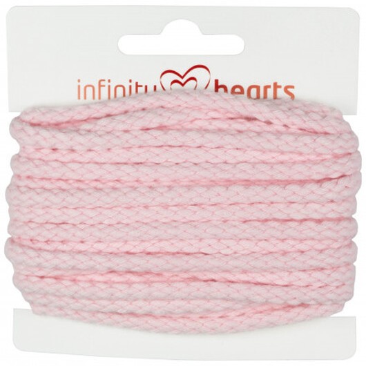 Infinity Hearts Anoraksnöre Bomull rund 5mm 500 Rosa - 5m