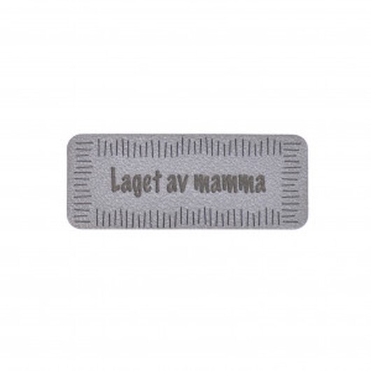 Norsk Label "Laget av Mamma" Imiterat läder Grå 5x2 cm - 1 st