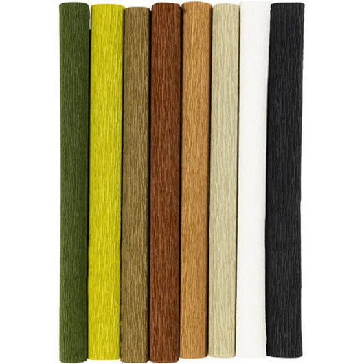 Kräppapper, ark 25x60 cm, Stretchbarhet: 180%, 105 g, natur, 8 ark/ 1 förp.