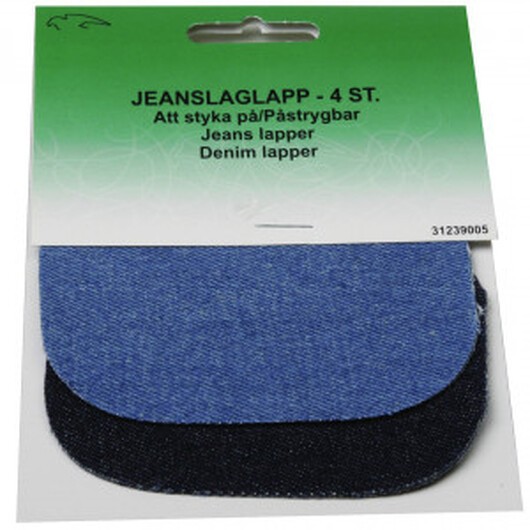 Strykmärke / Reparationslapp Jeans Oval Ljus og Mörk Denim 8x9 cm - 4