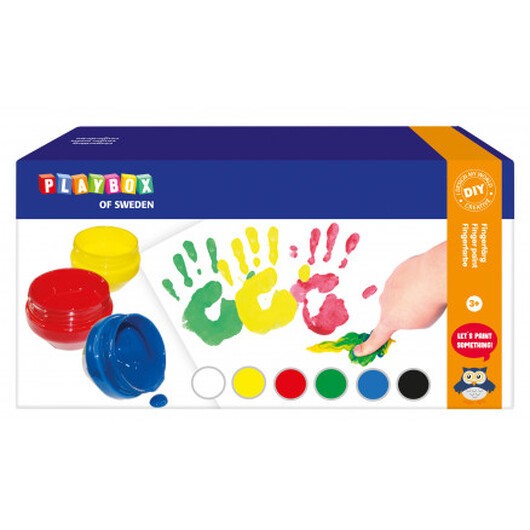 Playbox Fingerfärg 6 färger 50ml - 6 st