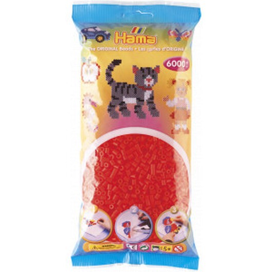 Hama Midi Pärlor 205-35 Neon Röd - 6000 st.