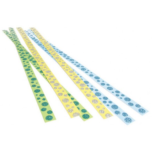 Självhäftande remsor Grön, Gul & Blå Ass. motiv 420x15mm - 6 st.