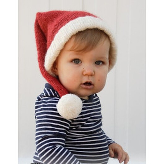 Sleepy Santa Hat by DROPS Design - Baby Tomteluva Stickmönster str. 0/ - 2 år