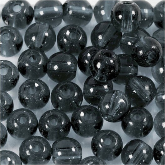 Glaspärlor, diam. 4 mm, hålstorlek 1 mm, grå, 45 st / 1 frp.