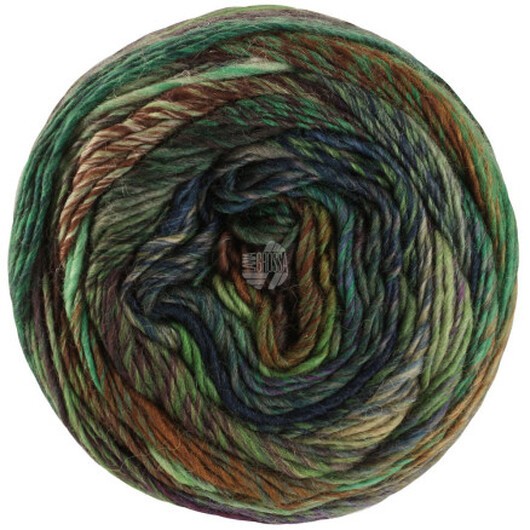 Lana Grossa Colorissimo Garn 216 Ljusgrön/Petroleum/Röd/Chokladbrun/Bordeaux/Grå