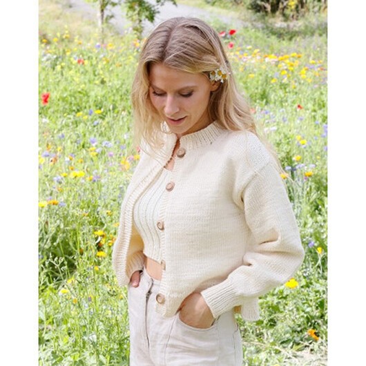 Prairie Rose Cardigan by DROPS Design - Cardigan Stickmönster str. S - XXXL