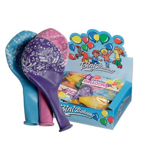 Bini Balloons Ballonger Happy Birthday Ass. färger Ø29cm - 6 st.